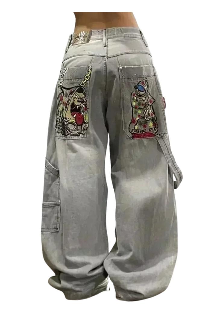 Bull-Dog Embroidered Jeans