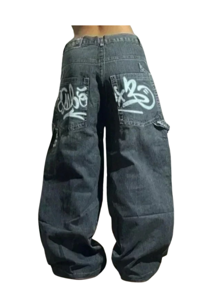 Graffiti Embroidered Jeans