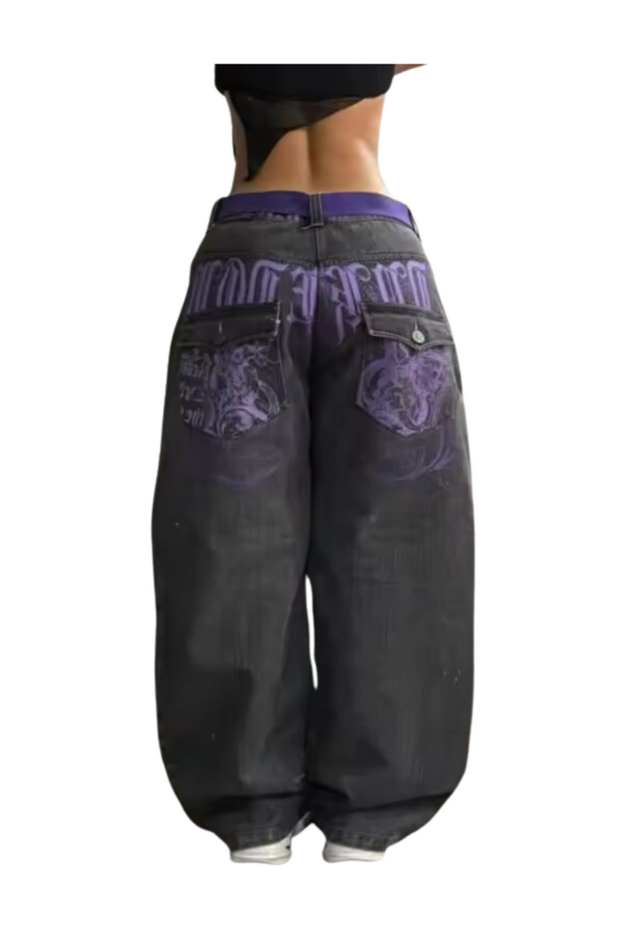 Purple Heart Embroidered Jeans