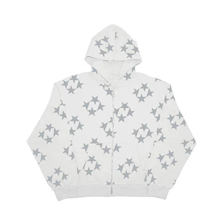 Star-Pattern Zip Hoodie